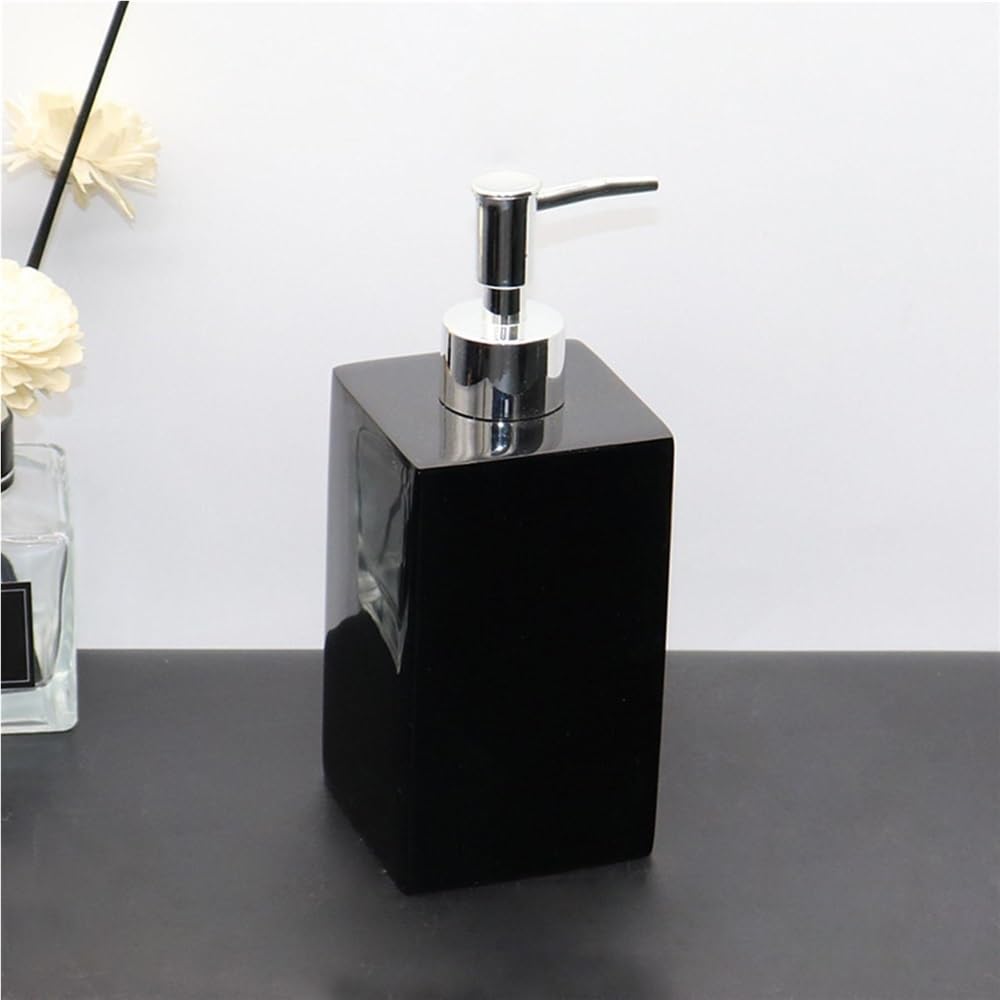 Dispenser per flacone con Pompa per Shampoo Liquido per Cucina Domestica Bianco Giallo (Nero 500 ml)