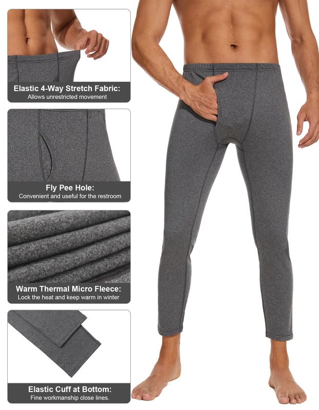 SIMIYA Lange Unterhosen für Herren, Thermounterwäsche, Thermohosen, ultraweiche Hosen, Basisschicht, warme Leggings für Ski, drinnen und draußen, kalter Winter