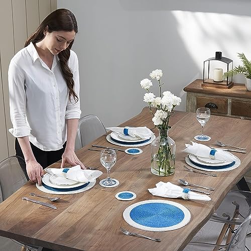 Penguin Home Handcrafted Glass Beaded Round Placemats, Coasters & Napkin Rings Set of 12 - Image 2