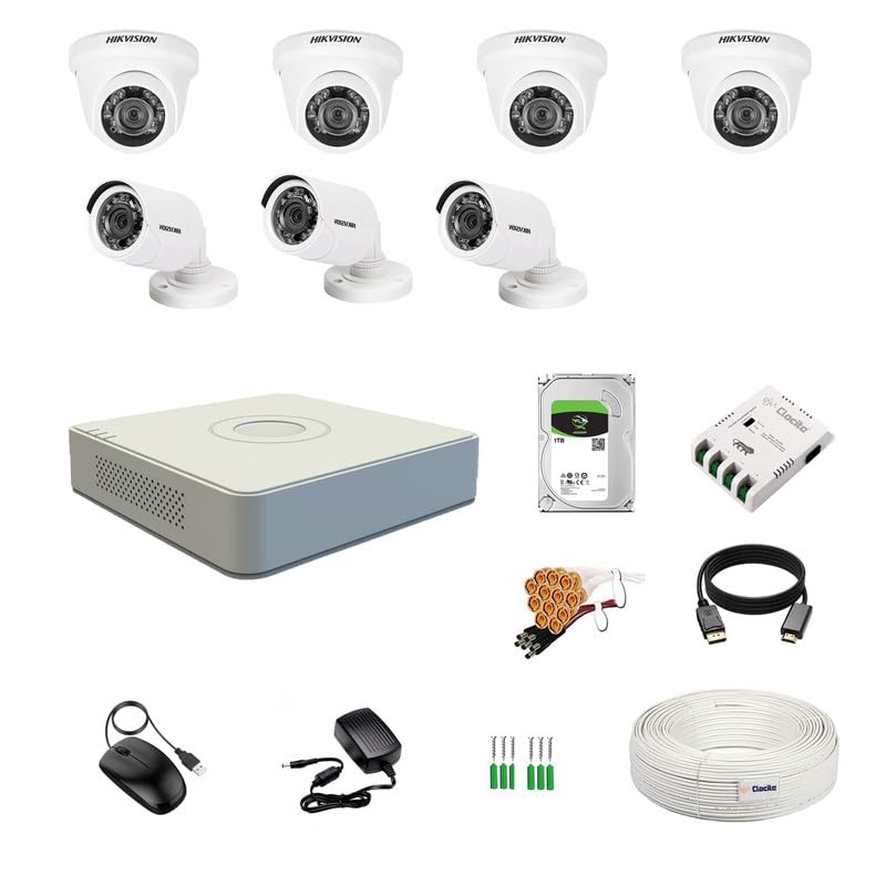 Clocite HIKVISION 8 Channel DVR with 2MP 4 Dome & 3 Bullet Cameras (Day/Night Vision) + 1TB HDD + Cable Roll (1+3) 8 CH Power Supply + BNC & DC Full Combo Kit (B0CDBQBYL2) Amazon Price History, Amazon Price Tracker