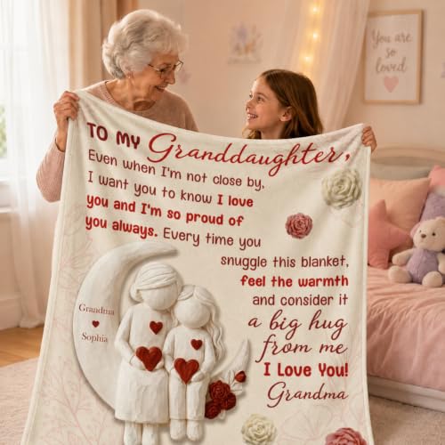 KiKiLuna Personalized Granddaughter Blanket from Grandma or Grandpa