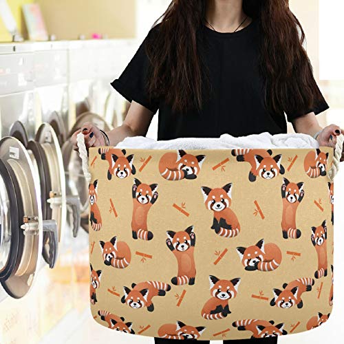 Image of visesunny Storage Basket Cute Red Panda Nursery Hamper Basket Clothes Toy Storage Organizer Bin Box Collapsible Laundry Bag for Kid Room,Playroom,Bathroom,Living Room,Dorm,Office