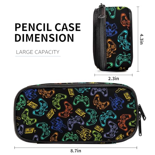 Image of Colorful Game Video Game Controller Pencil Case for Boys Girls, Large Capacity Black Pen Bag, Pencil Pouch With Zipper Compartments, Organizer for School Office Home Business