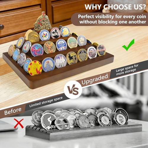 Soporte exhibidor para monedas 4 niveles de madera sólida miniatura 4