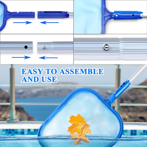 Epesl 183cm Pool Kescher Netz - Schwimmbad Blätter Reinigungsnetz Mesh Net Poolreinigung - 4 Abnehmbare Interface Aluminium Pole Reiniger Laubkescher Skimmer für Aquarium/Brunnen/Whirlpool/Teiche – Bild 4