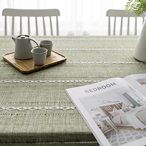 Nappe coton lin sans rides verte, couverture de table rectangulaire chic - 5