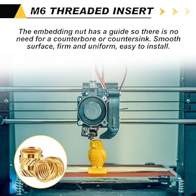Yaocom 100 Pcs M6 Threaded Inserts M6 x D8 x L8 Heat Set Inserts Brass 3D Printing Knurled Metric Nuts for Plastic, 3D Printing Components