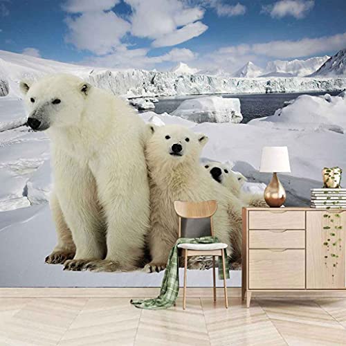 Papier peint panoramique ours blanc 3D fresque murale 350x256 cm - 2