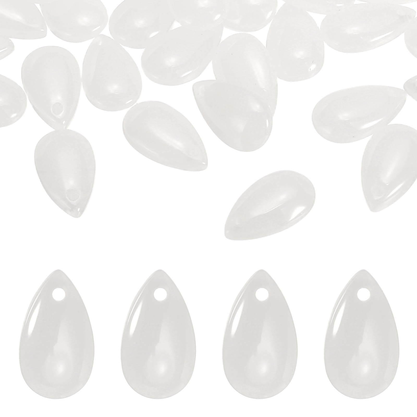 PATIKIL Teardrop Beads, 100Pcs Crystal Tear Drop Top Drilled Pendants Charm Teardrop Czech Glass Beads for DIY Jewelry Making Bracelets Necklace Earrings Craft, White