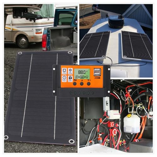 60W Solarpanel Kit Monokristallin Solarladegerät 12V 24V 100A Laderegler für Wohnmobile Autos und Boote