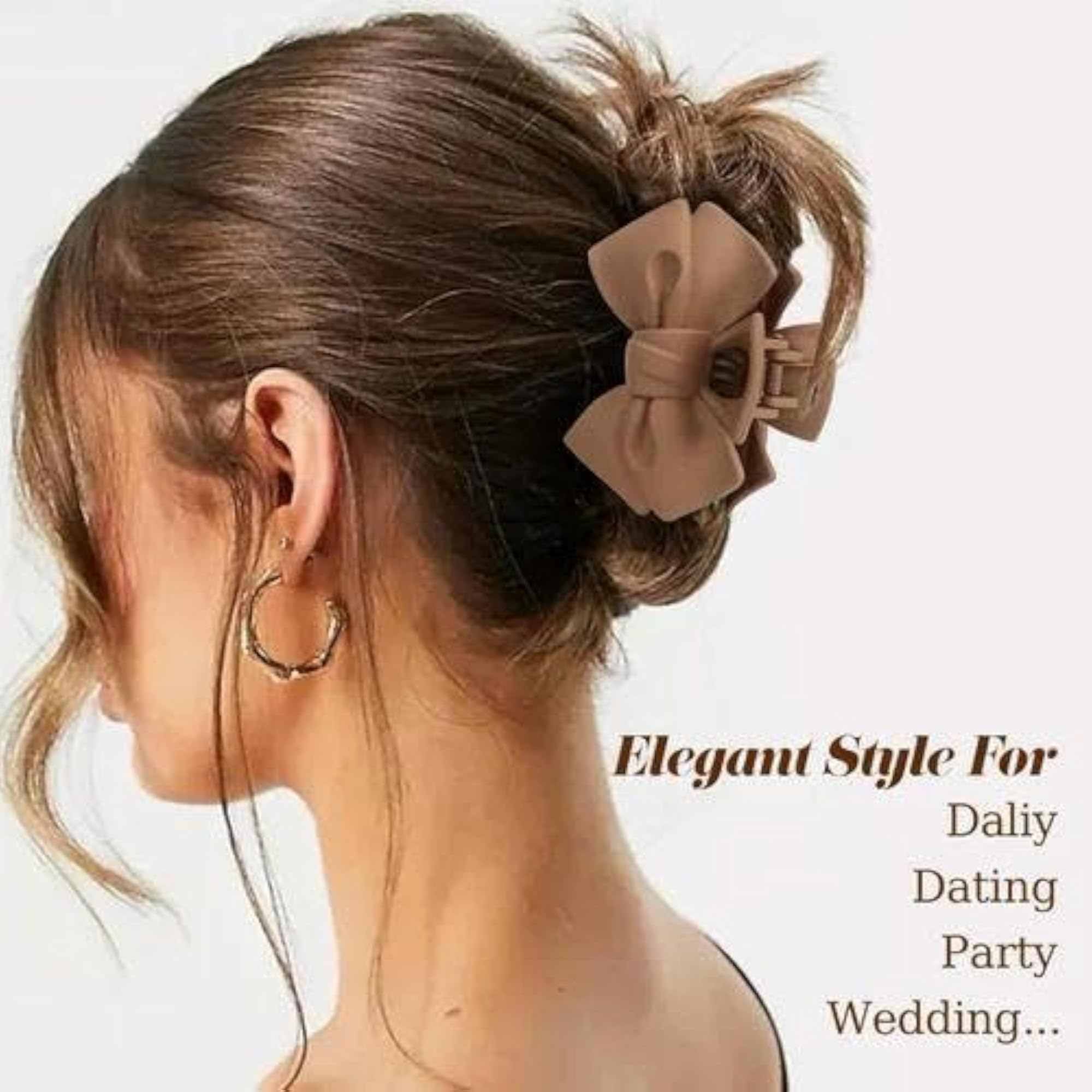 Stylish French Matte Bow Claws for Women, Large Strong Hold Clips