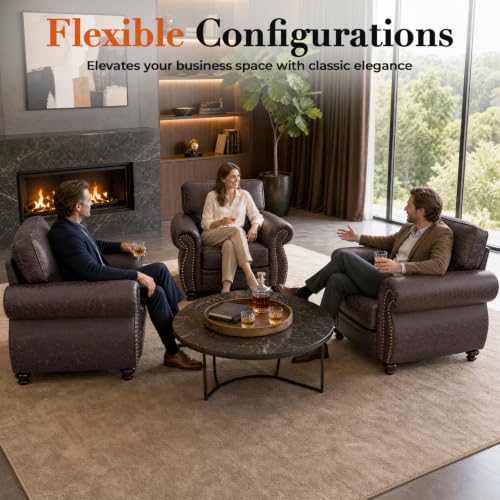 Image of Couchus 42 inchW Mid-Century Accent Chair, Single Sofa, Brown