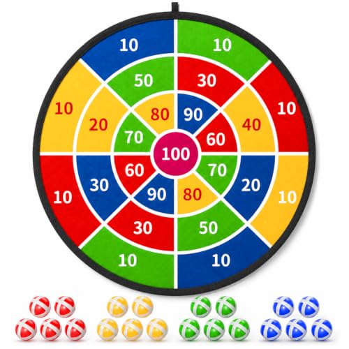 Image of TEMI 29 inch Large Dart Board for Kids, Boys Toys Dartboards with 20 Balls, Indoor and Outdoor Sport Fun Party Play Game Toys, Birthday Gifts for Boys Girls 3 4 5 6 7 8 9 10 11 12 Years Old