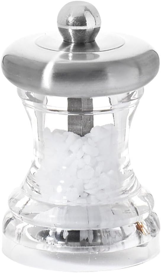 3-Inch Salt Mill, Clear Acrylic with Matte Stainless Steel Finish Top