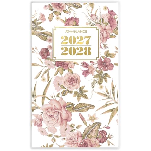AT-A-GLANCE 2027-2028 Planner 2 Year Monthly Planner 3.5 x 6 Pocket Size Badge Floral (1842F-021-27)