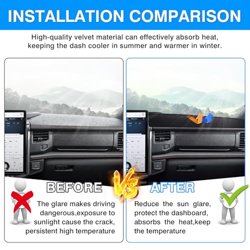 Image of Autorder Dashboard Cover Mat for 2022-2025 2026 Ford F-150 Lightning F150 Accessories Dash Cover Flannel Dash Mat Sunshade Glare UV Rays Protector (Only fit for 15.5-inch Touchscreen)