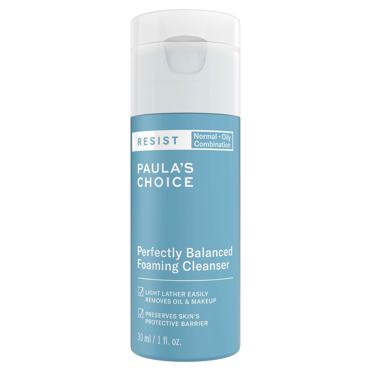 Paula's Choice RESIST Anti-Aging Detergente Viso Schiumogeno - Combatte i Punti Neri e i Segni Dell'invecchiamento - Rimuove il trucco con Acido Ialuronico - Pelli Miste o Grasse - 30 ml 30 ml (Confezione da 1) 1
