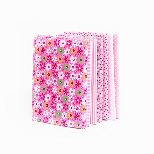 RayLineDo® Patchwork-Stoff, verschiedene Muster, 50 x 50 cm, 7 Stück, bedruckte Baumwolle, gemischte Quadrate, Bündel, Quilten, Scrapbooking, Nähen, Kunstwerke, DIY, Stoff, rosa Serie