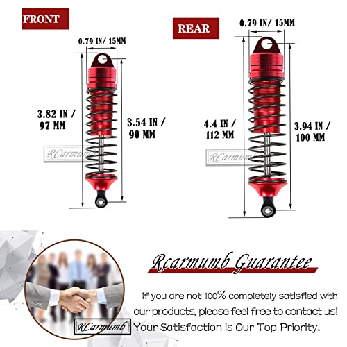 Rcarmumb Rc Upgrades Part For 1/10 Rustler Vxl/Rustler Vxl 2Wd, Stampede Vxl/Stampede Vxl 2Wd,Alloy Front Rear Rc Shocks Absorber,Front Rear Suspension A Arms Hop Ups,Red #TOP6
