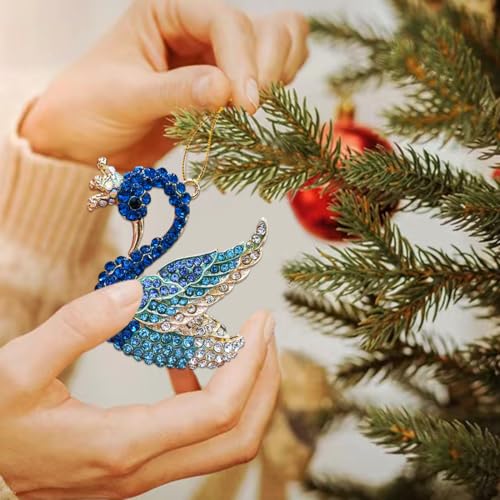 Blue Swan Christmas Ornaments 2026, Handmade Metallic Ornament with Rhinestone, Elegant Cute Ornament for Christmas Tree, Beautiful Ornaments for Kids, Girls,Women — view 5