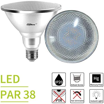 HiBay 2 Packs 12W E27 PAR38 LED Bulbs Spot Lights Warm White ES PAR 38 Floodlights IP20, Eqv. to 120W Halogen Reflector Lamps 240V