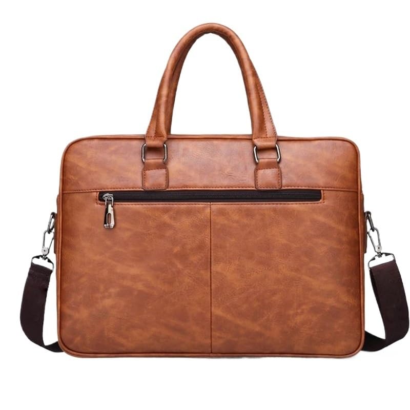 Men's Handbag Single Shoulder Messenger Bag Business Office Workplace(Dark Brown)4