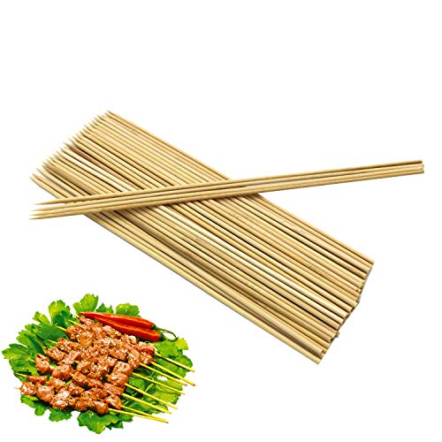 Liseng 100Pcs 12 inch Natural Bamboo Skewers for BBQ,Appetiser,Fruit,Cocktail,Kabob,Chocolate Fountain,Grilling,Barbecue,Kitchen,Crafting and Party