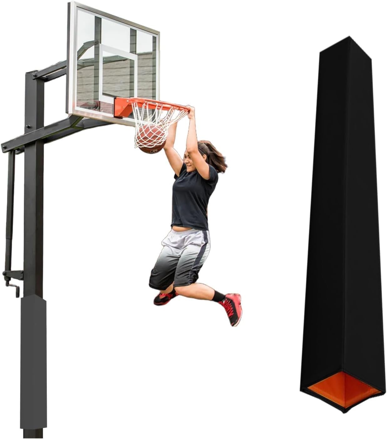 Basketball Pole Pad Square 4x4/ 5x5, Heavy Duty Safety Post Pads for Player Protection, 180 cm Wrap Around Pole Cushion(Black,3x3 Inch)