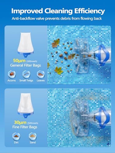 Image of LanOcean Cordless Pool Vacuum for Inground Pool, Flow Adjustable, Transparent Brush Head-Visible Cleaning, 1140GPH Powerful Suction Handheld Pool Vacuum for Above Ground Pool, 70Mins Runtime-Blue