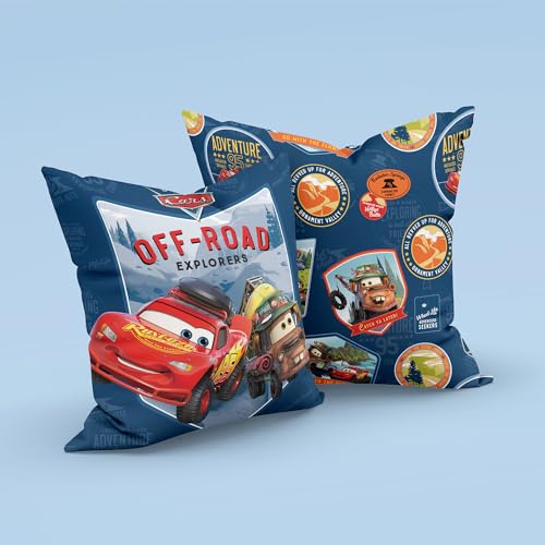Image of Sassoon Cars Reversible Cartoon Printed Cushion Cover, Blue (Pack of 1)