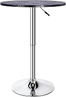 Vista 7 de Mepplzian Mesa redonda de pub ajustable en altura ajustable de 360 con mesa de MDF de mármol para comedor, bistró, cafetería, bar en casa (negro)