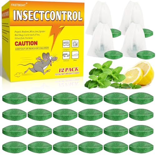 24 Piezas Repelente Ratas, Natural Repelente de Ratas, Repelente Roedores, para Roedores, Mosquitos, Hormigas, Ratas, Arañas, Cucarachas, Moscas, Interiores y Exteriores Eficaz