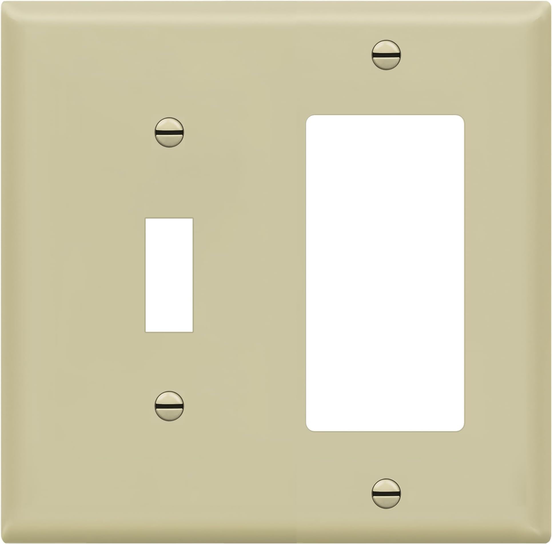 Combination Toggle Switch/Decorator Switch Wall Plate, Size 2-Gang 4.50" x 4.57", Polycarbonate Thermoplastic, 881131-I, Ivory