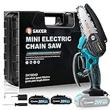 Saker Mini Chainsaw,4 Inch Portable Electric Chainsaw Cordless,Handheld Chain Saw Pruning Shears...