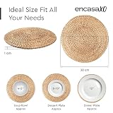 Encasa XO Zestaw 2 okrągłych podkładek rattanowych o średnicy 30 cm, z naturalnego plecionego trzciny, ręcznie robione, boho, na talerze