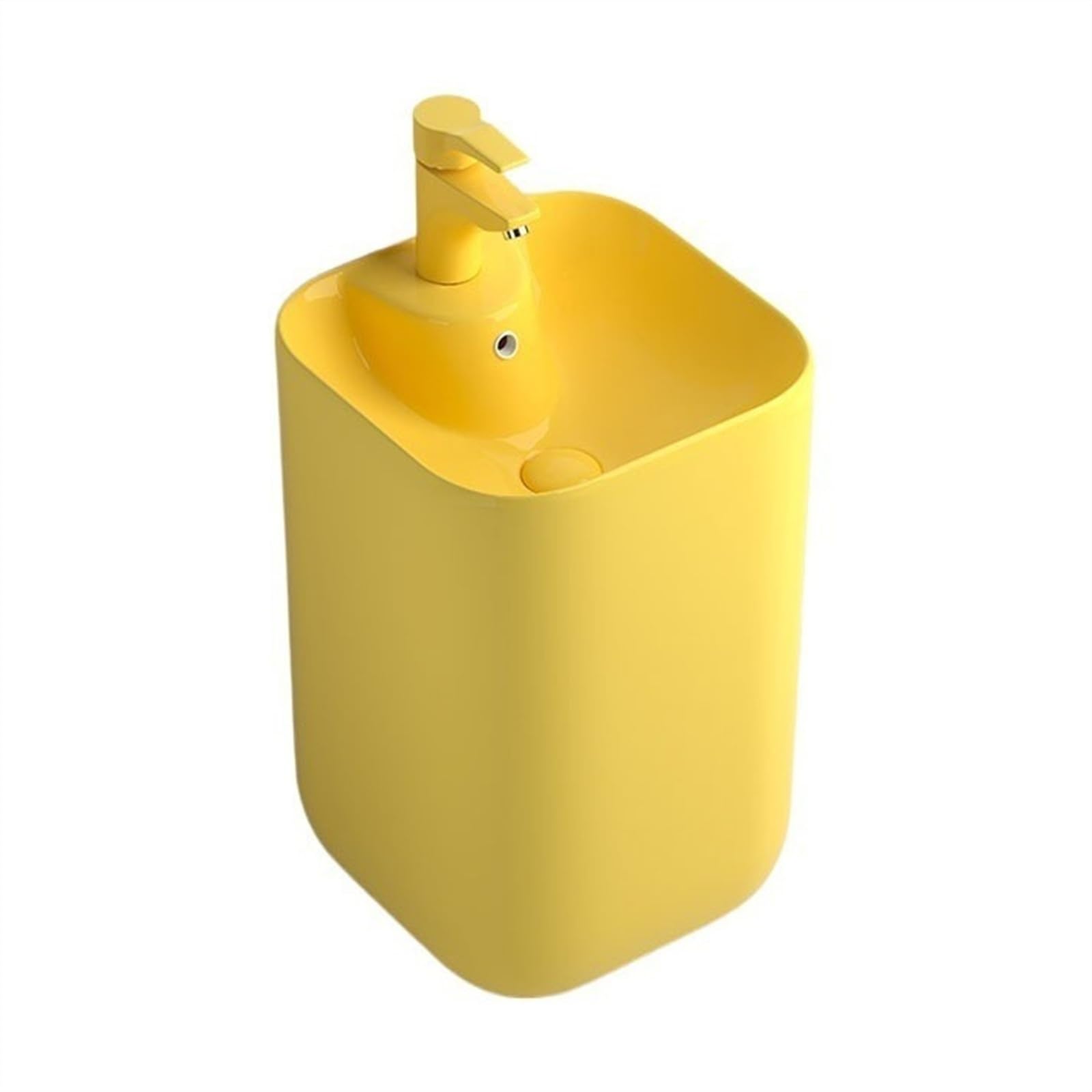 Zhaoj24-05 Yellow Pedestal Sink Colorful Pedestal Sink, Ceramic Basin With Overflow, One Piece Floor Standing Bathroom Combination(Yellow)