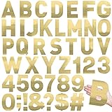 Seajan 184 Pcs Reflective Adhesive Number Letter Stickers Pack 6' Giant Large Letters Backdrop DIY Vinyl Self Adhesive for Mailbox Signs Cars Trucks Classroom Wall Door Home Party Decor(Gold)