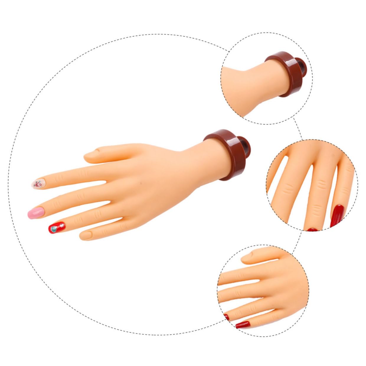 Practice Manicure Hand Model Lightweight PVC Fake Nail Art Training Tool for Beginners and Professionals Realistic Soft Mannequin Hand for Nail Design Practice and Display