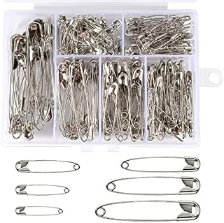 LUTER 250 Pieces 6 Sizes Safety Pins Small and Large Craft Pins Durable Rust-Resistant Safety Pins for Art Craft Sewing Jewelry Making Home Office Use (Silver)