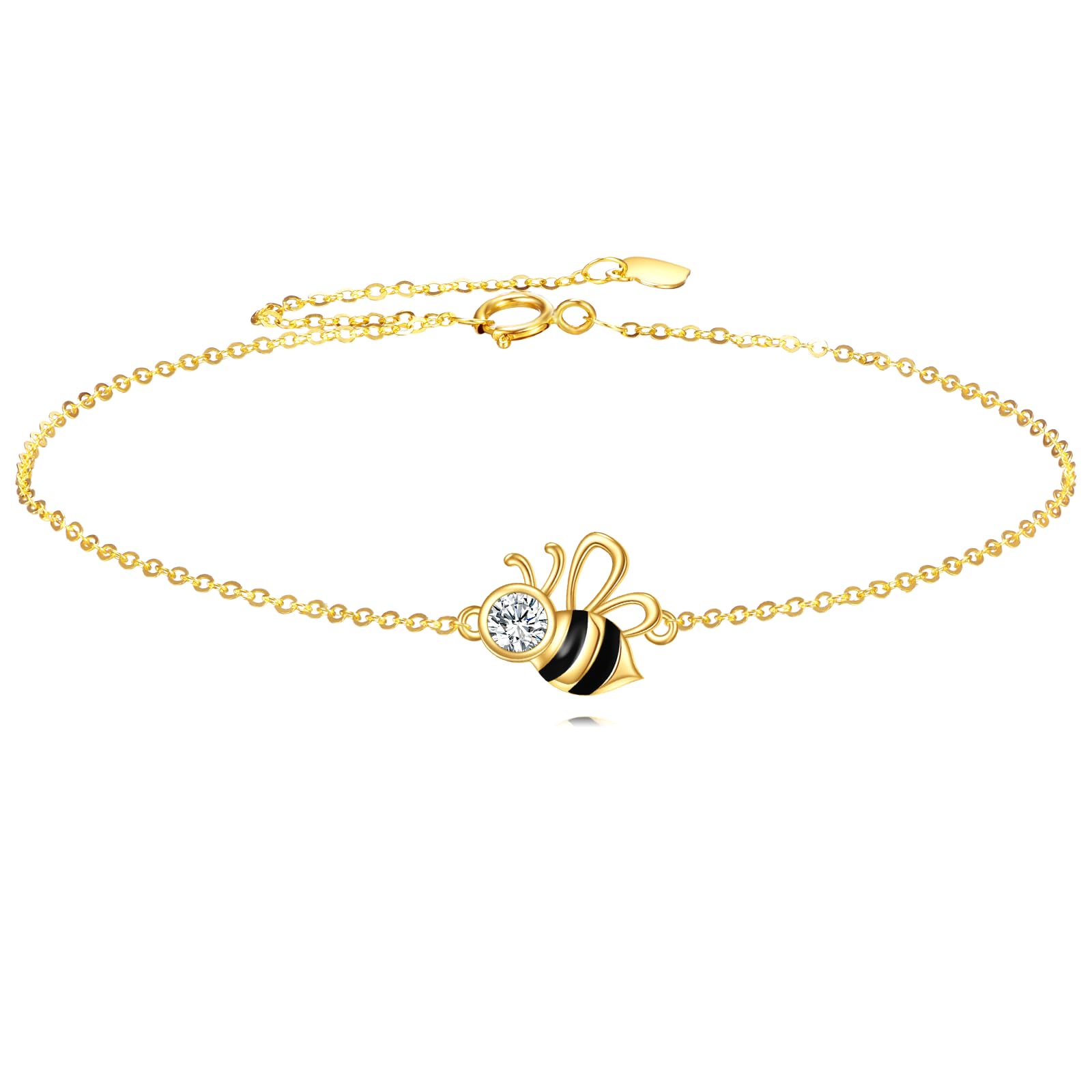 DOVRAN 9K/10K/14K Gold Butterfly/Dragonfly/Hummingbird Bracelet for Women Real Yellow Gold Animal Bracelet Jewelry Birthday Gifts for Mom Wife