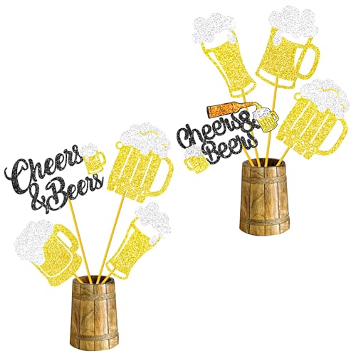 Image of 12Pcs Cheers and Beers Party Centerpiece Sticks Beer Party Decorations Glitter Beers Mug Table Centerpieces for Cheers Beers Festival Theme Birthday Party Baby Shower Supplies