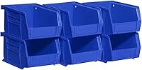 Akro-Mils 30210 AkroBins Stackable Plastic Storage Bins 5-3/8x4-1/8x3 Blue 6-Pack Garage Pantry Craft Organizer