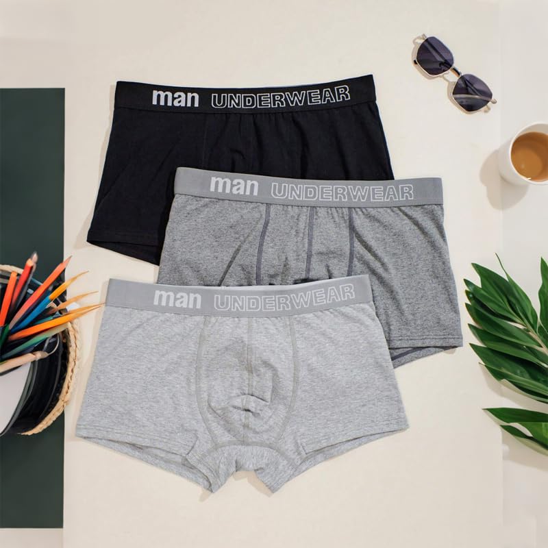 3Pcs Men's Underwear, High Elastic Design Comfortable Breathable Waist Flat Angle Briefs2