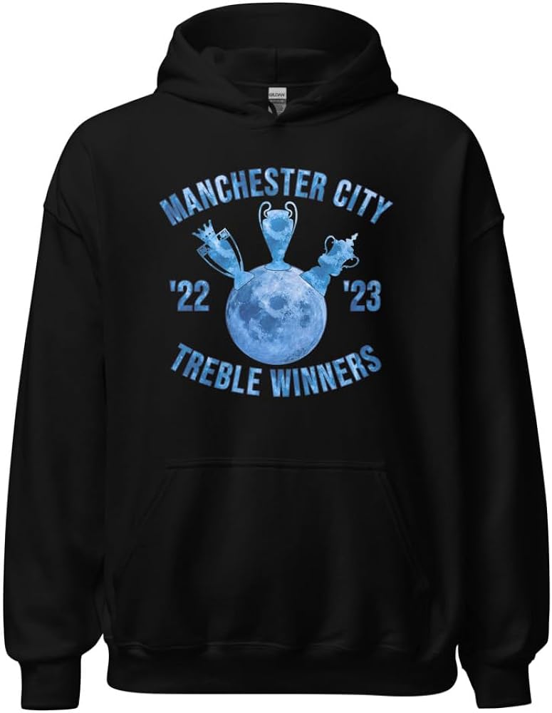 Manchester City Treble Winners 2022-2023 Hoodie Black at Amazon Men's  Clothing store