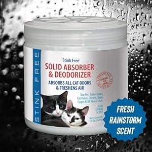 Cat Solid Freshener, Absorber & Deodorizer – Room Purifier, Bathroom Odor Eliminator, Basement, Bedroom, House, Office etc. 15 oz. Rainstorm Fragrance