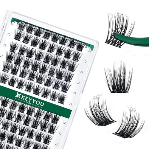 Image of Lash Clusters 96pcs Individual Lashes D Curl 12mm Eyelash Clusters KEYYOU Volume Wispy Lash Extension Soft&Comfortable Easy DIY at Home(Y08,D-12mm)