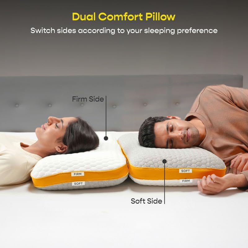 Image of SleepyCat Dual Comfort Pillow | Soft & Firm Sides for Personalized Support | Memory Foam & Marshmallow Foam | Bamboo Cover with 3D Mesh Panel (Standard Size, 25 x 15 x 5 inches, White)-2 Piece