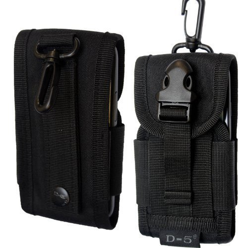 TechDealsUK Universel Noir Cordura Téléphone Portable Housse Armée Sac avec Ceinture Boucle Crochet Pochette Holster Étui - Sony Ericsson Xperia SP C5303 C5302 C5306