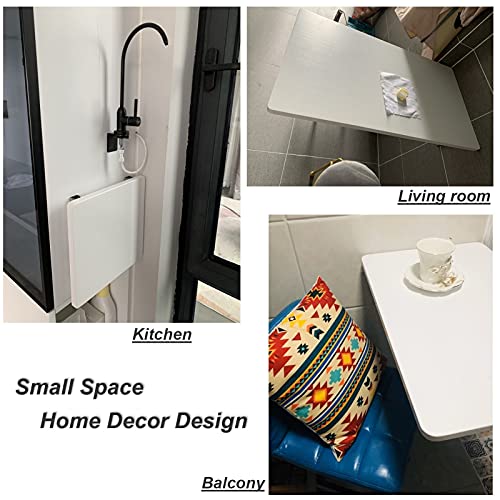 GHHDPDMJ Mesa abatible de Pared, Blanca 40cm 50cm 60cm 70cm 80cm | Estaciones de Trabajo para computadora Mesa de Pared Mesas de Comedor Plegables para Cocina Escritorio Plegable, Soportes de Madera - imagen 4