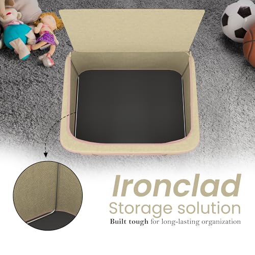 Image of Kuber Industries Pack of 5 Foldable 66 Liter Cloth Organizer for Storage with Steel Frames, Zip & Handles | See Through Saree Organiser for Wardrobe & Seasonal Home Items | LJ-1-BG | Beige